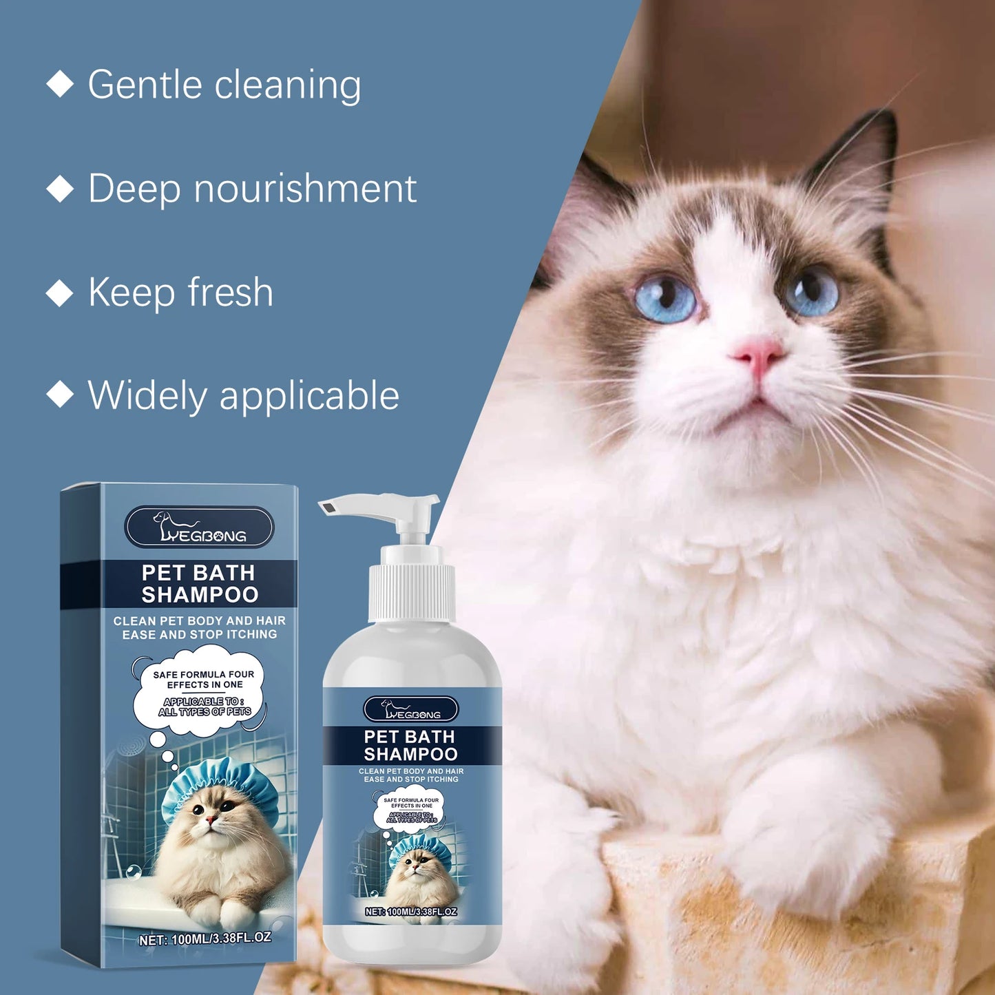 Pet Shampoo for Cats and Dogs, Cleansing, Bathing, Moisturizing, Nourishing, Shower Gel, Gentle Shampoo