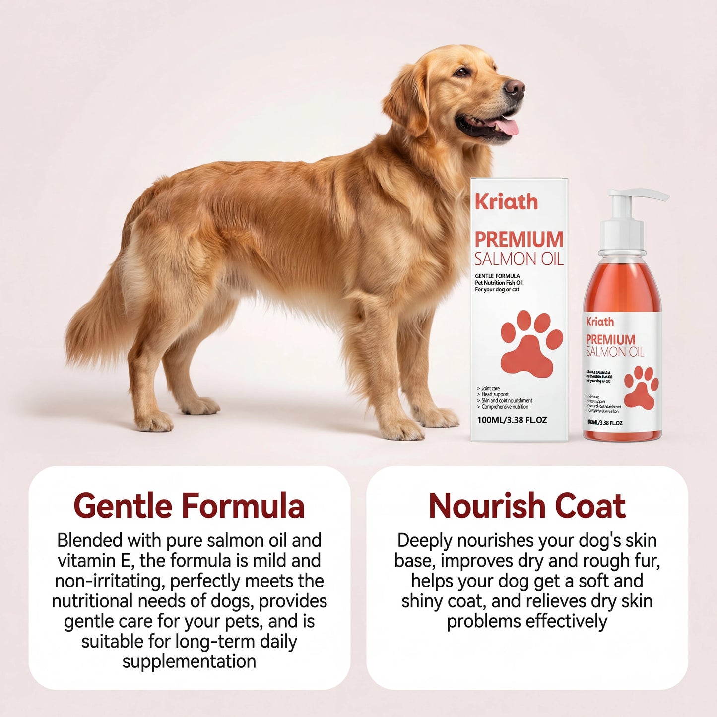 100ml Pure Salmon Oil for Dogs and Cats Omega 3 Fatty Acids Liquid Skin and Coat Supplement Joint Support Pet Health Supplies
