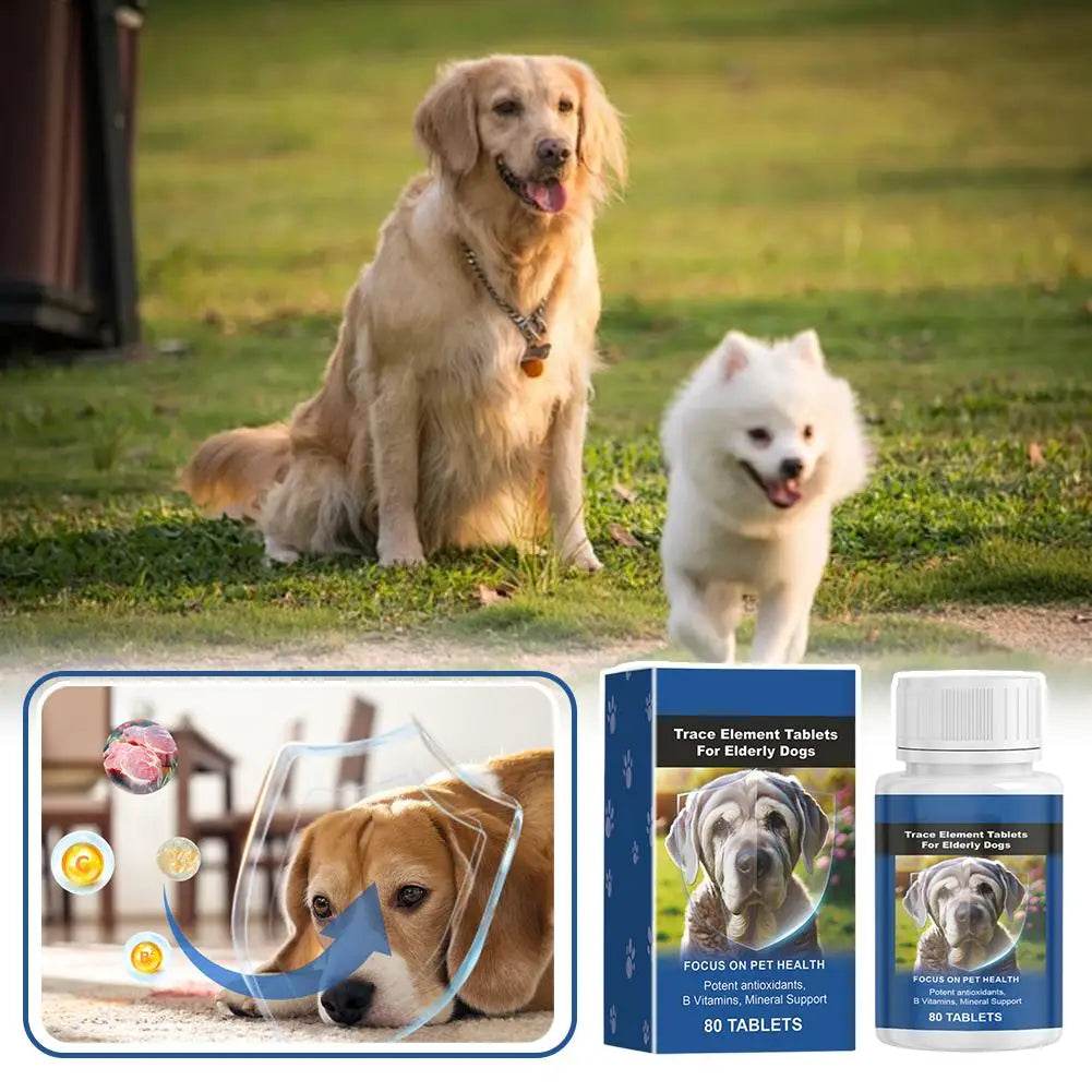 Trace Tablets For Elderly Dogs 80 Tablets Potent Antioxidants Mineral Joint Health Immune System Wellness Supplement