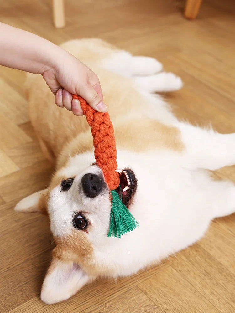 Chew Toys For Small Dogs Puppy Cleaning Teeth Bite Resistant Carrot Cotton Rope Pet Playing Toy Accessories Pet Supplies
