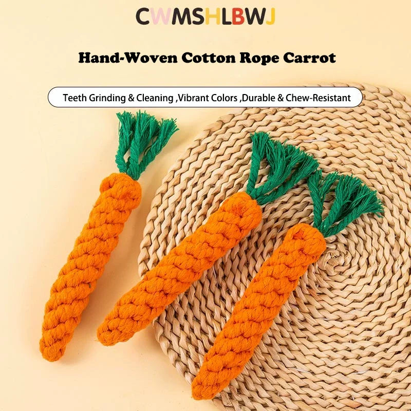 Chew Toys For Small Dogs Puppy Cleaning Teeth Bite Resistant Carrot Cotton Rope Pet Playing Toy Accessories Pet Supplies