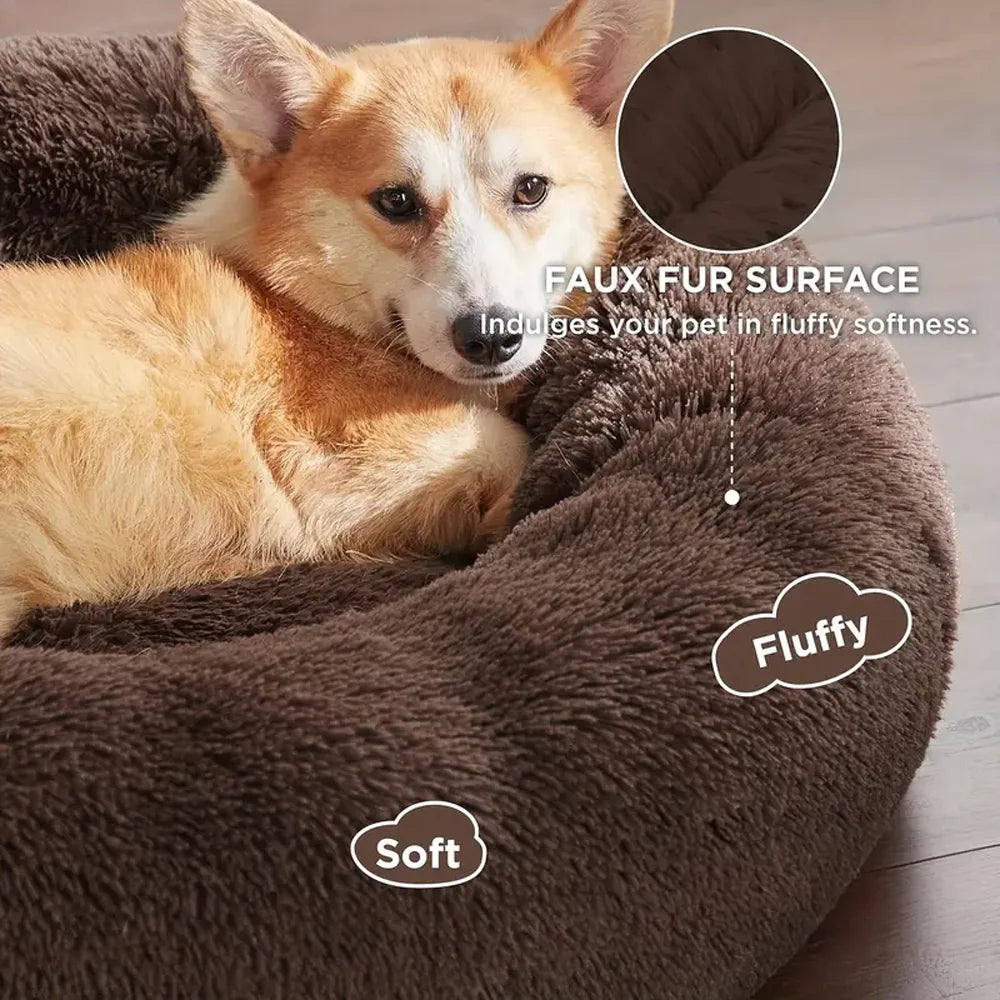 40-90cm Small Cat Bed Long Plush Dog House Round Large Dog Bed for Medium Dog House Super Soft Winter Warm Sleeping Nest