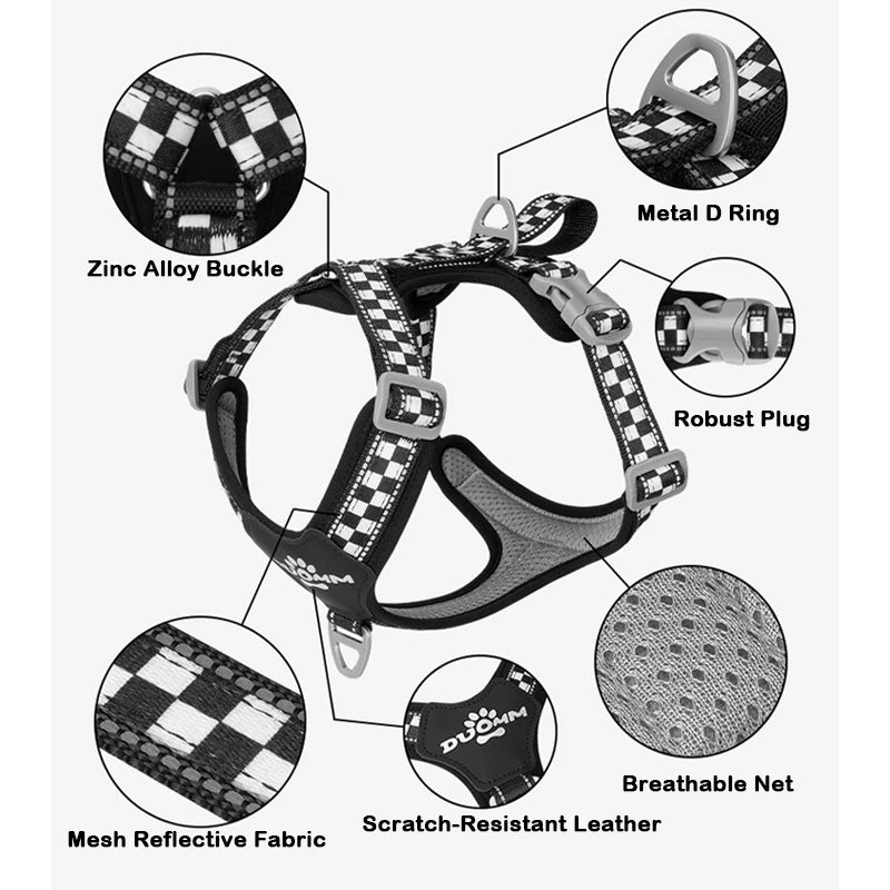 Escape Proof Dog Harness Soft Padded Full Body Pet Harness Reflective Adjustable No Pull Vest with Lift Handle and Leash Clip