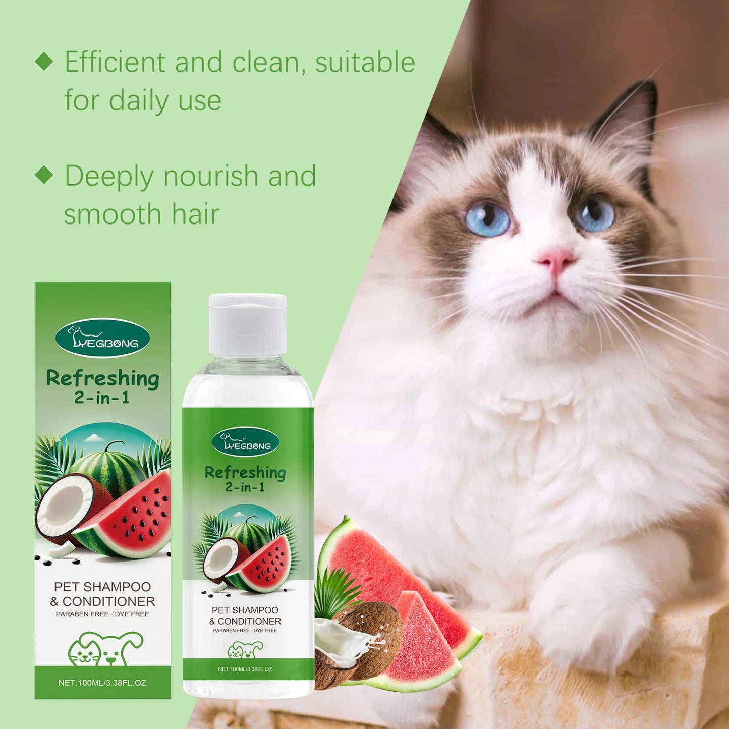 YEGBONG Refreshing 2-In-1 Pet Shampoo And Conditioner Itch Skin Moisturizing Dirt Odor Removal  Conditioner Dog Shower Gel