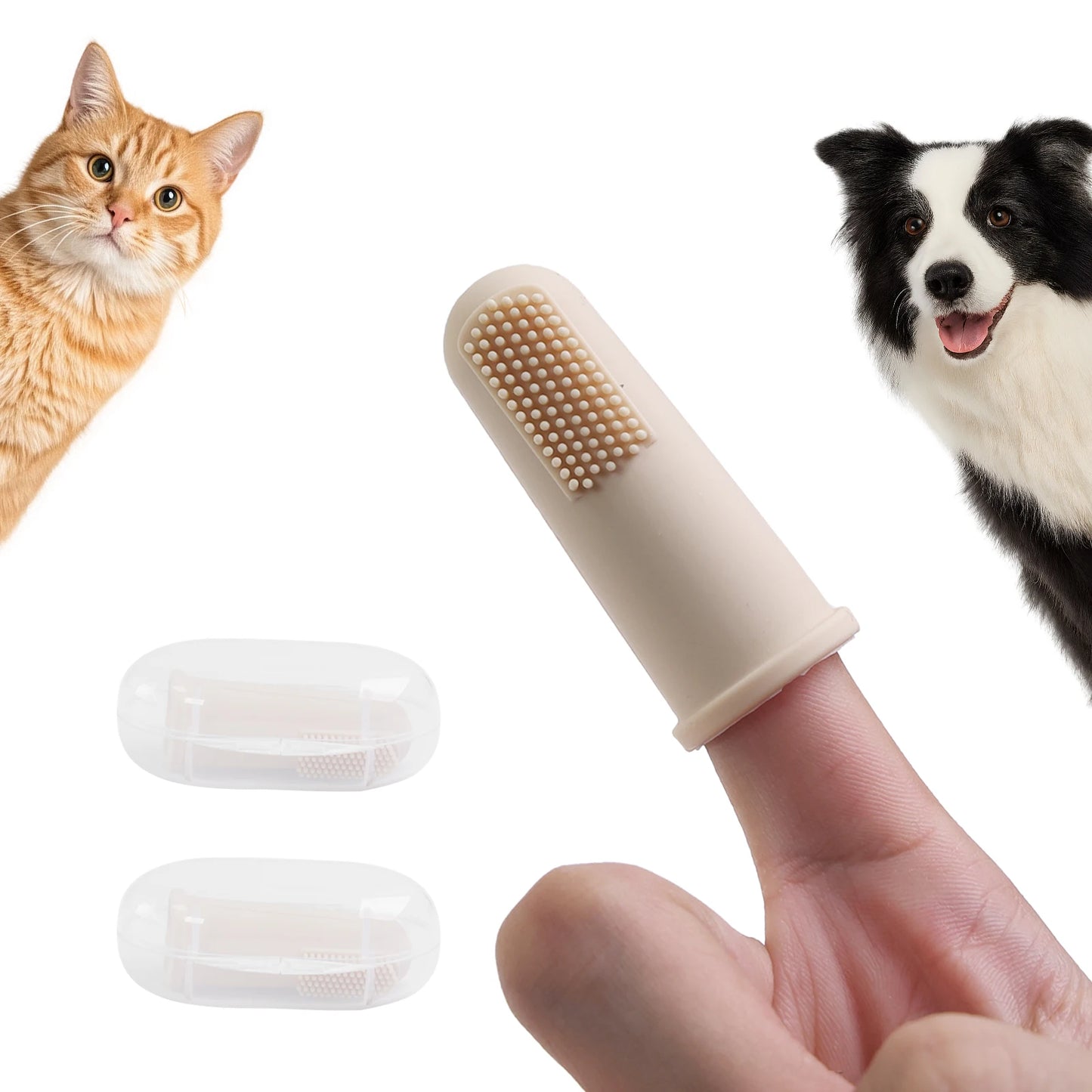 Silicone Pet Finger Toothbrush Soft Dog Cat Teeth Cleaning Brush Food Grade Dental Care Tool