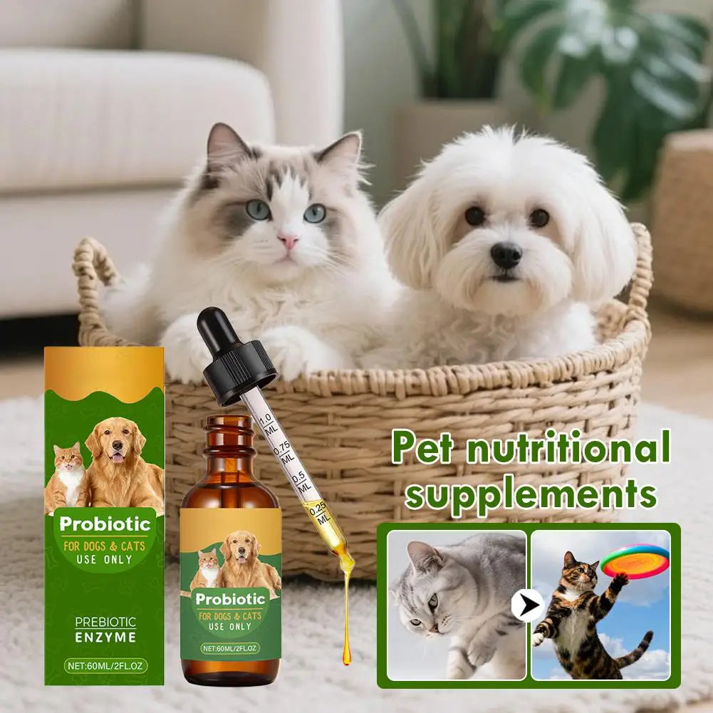 60ML Pet Nutrition Supplement Probiotic Drops Containing Enzymes Used For Pet Digestion And Immune Daily Health Supplement