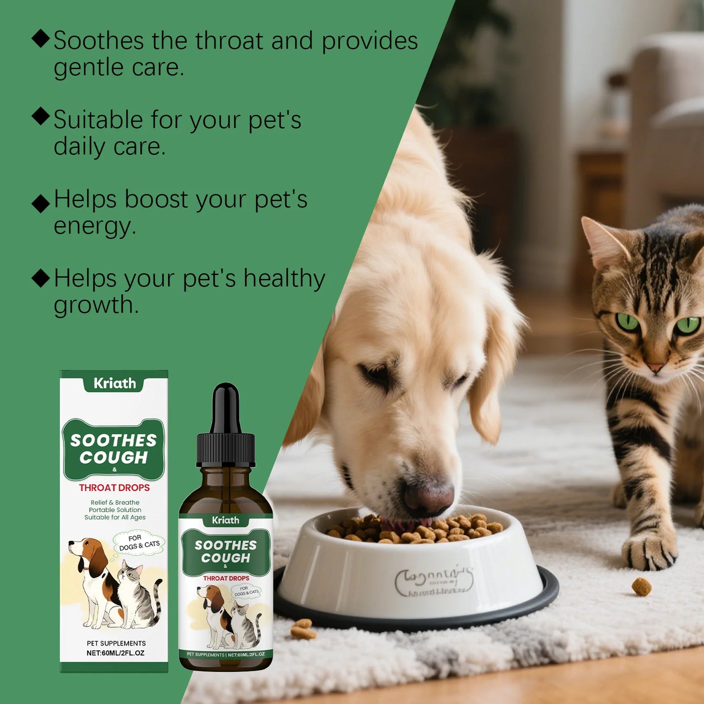 Pets Herbal Throat-Moistening Nutritional Liquid Soothing Throat Support Respiratory Health Aid Digestion Dogs Care Supplements