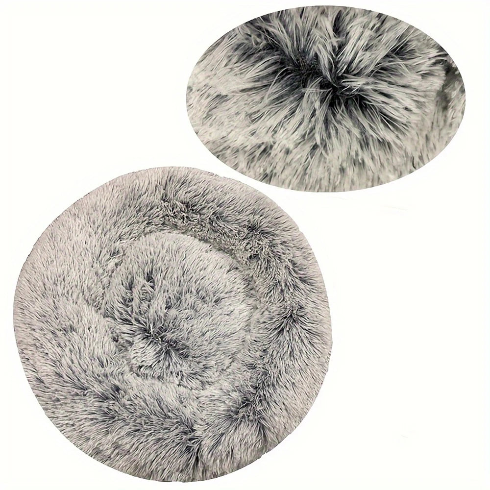 40-90cm Small Cat Bed Long Plush Dog House Round Large Dog Bed for Medium Dog House Super Soft Winter Warm Sleeping Nest