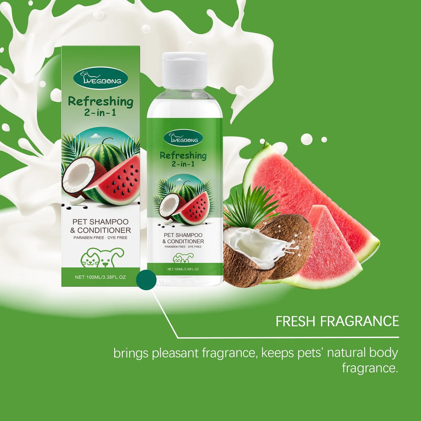 YEGBONG Refreshing 2-In-1 Pet Shampoo And Conditioner Itch Skin Moisturizing Dirt Odor Removal  Conditioner Dog Shower Gel