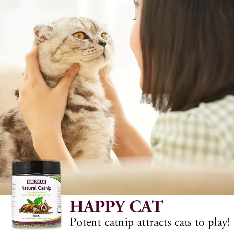 Cat Toys - Silvervine Catnip for Cats, 100% Natural Catnip Catnip Herbal Tea Loose Leaf, 210ML, Safe for All Cat Ages Pet Supply