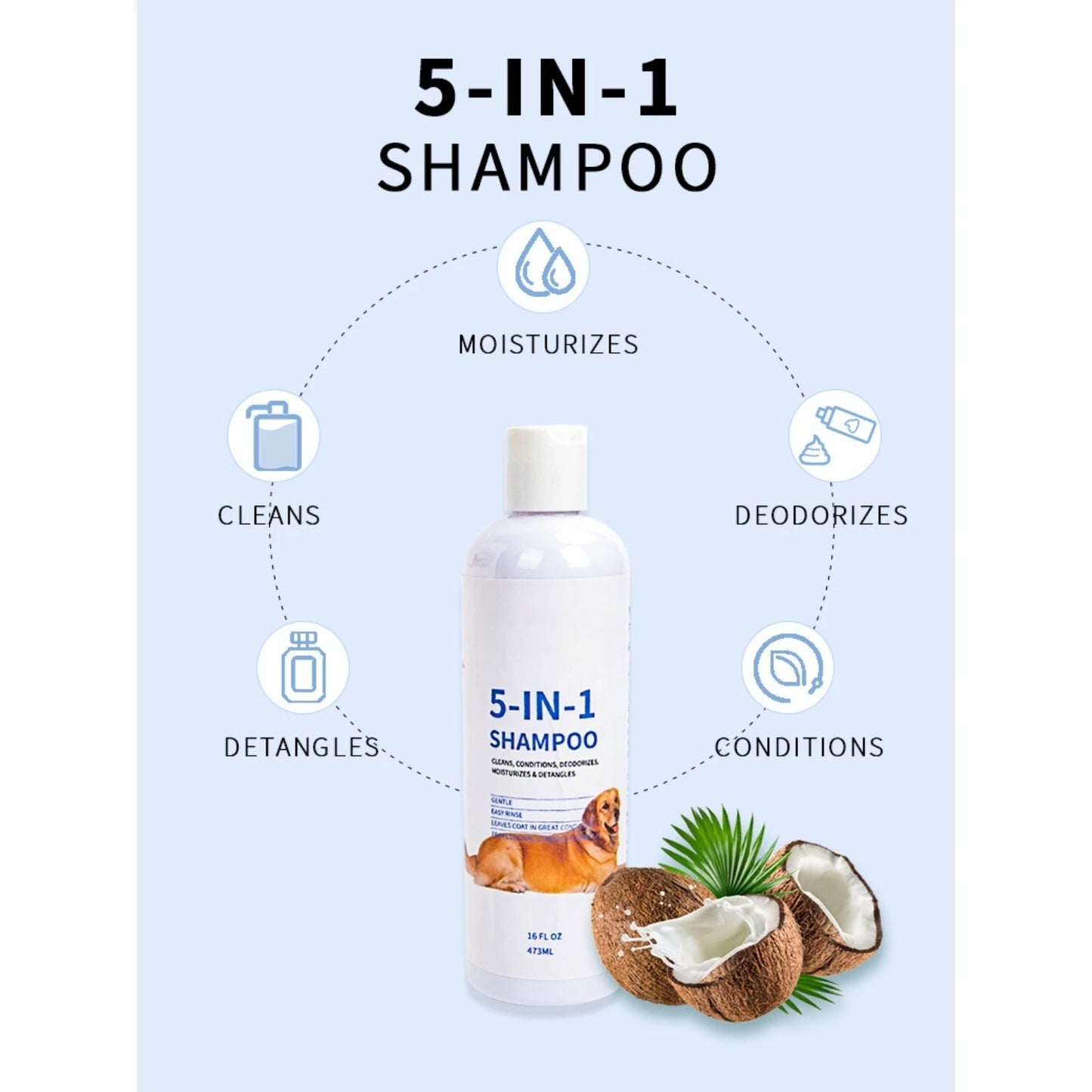ATUBAN 16 floz 5 in 1 Dog Shampoo for Itchy Skin - Sensitive Skin Dog Shampoo for Smelly Dogs - Dog Shampoos & Conditioners