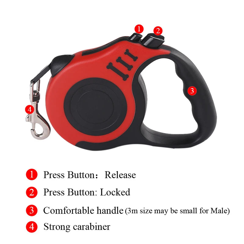 Dog Leash for Small Dogs Cat Automatic Retractable Durable Nylon Lead Puppy Outdoor Travel Walking Hiking Traction Rope 3m 5m