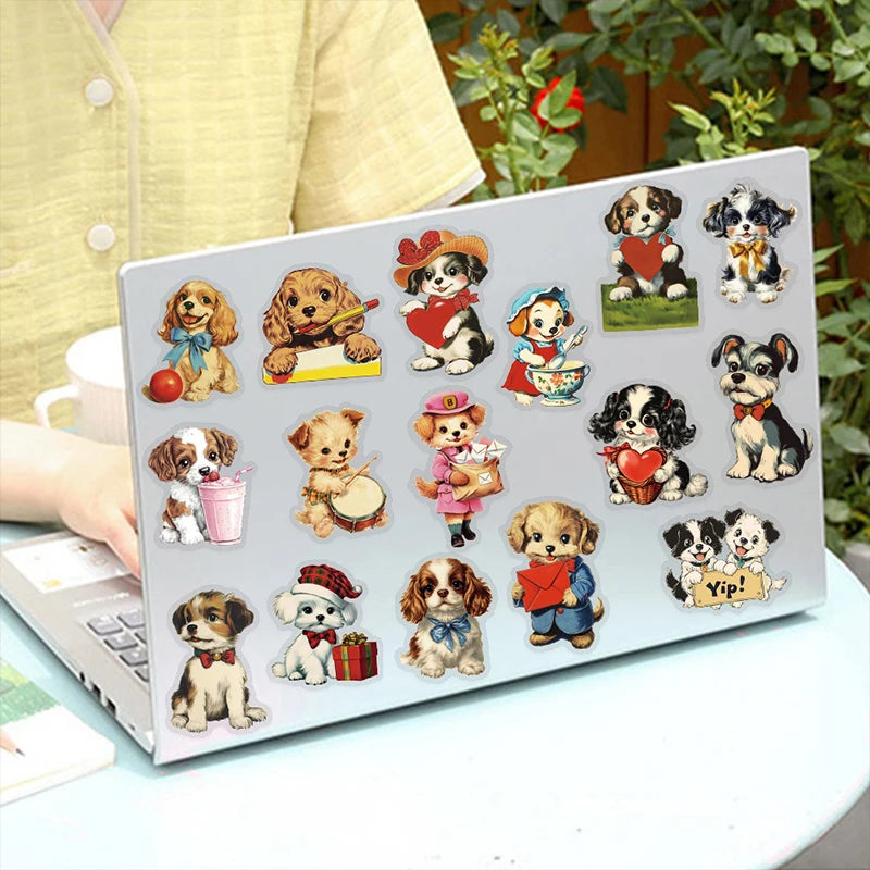 50PCS Cute Retro Dog Stickers Children DIY Stationery Box Handbag Laptop Guitar Helmet Self-adhesive Decoration Decals Toys Gift