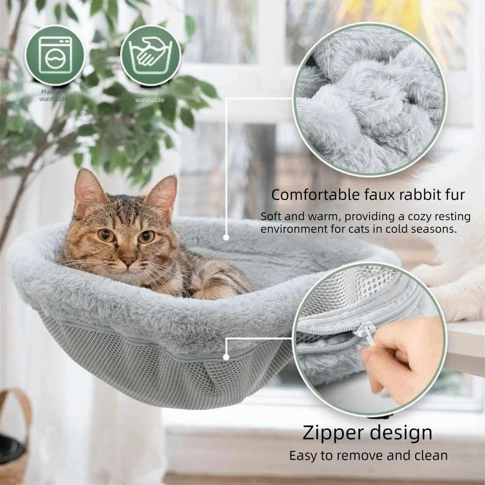 Creative Semi-Circular Cat Table Bed Detachable Soft Cat Desk Hammock Non-Slip Clamp Comfortable Folding Cat Bed Computer Desk