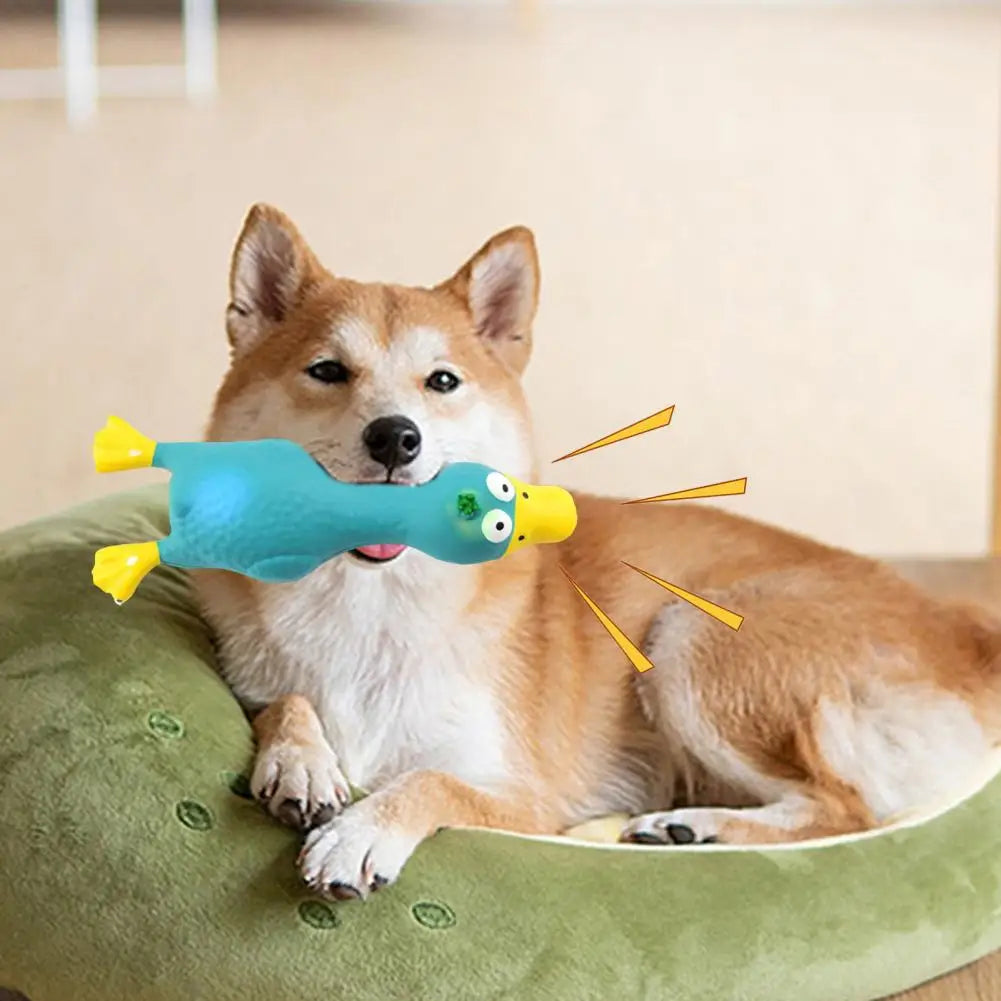 17*6.5cm Latex Chicken Dog Toy With Sound Boredom Relief Teeth Cleaning Molar Bite-Resistant Funny Squeaky Chicken Dog Chew Toy