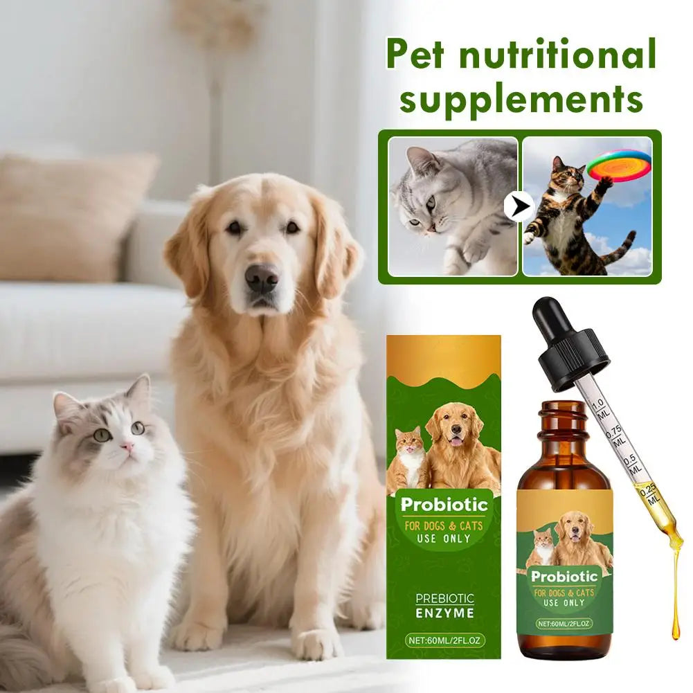 60ML Pet Nutrition Supplement Probiotic Drops Containing Enzymes Used For Pet Digestion And Immune Daily Health Supplement