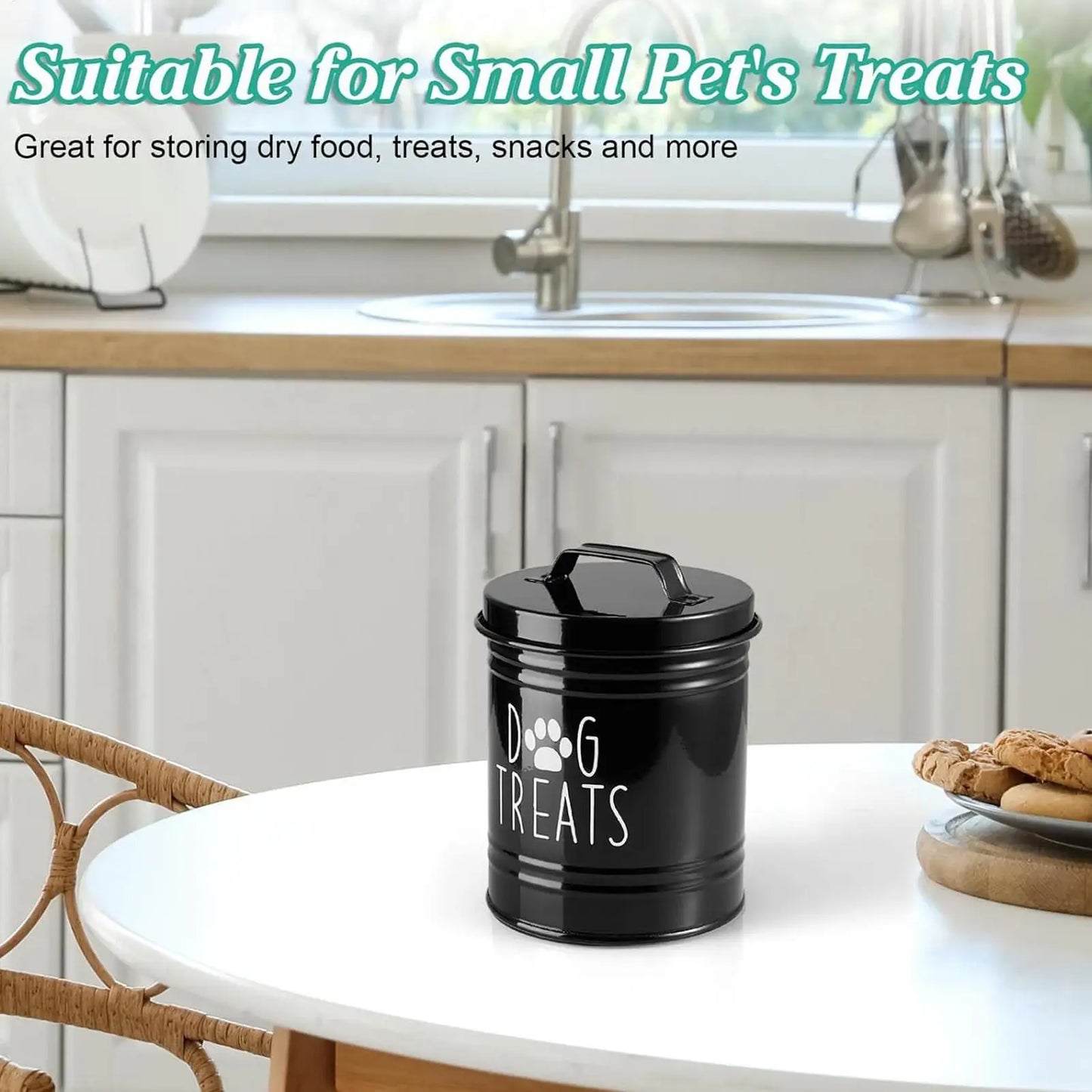 Dog Food Container Airtight Pet Food Storage Bin with Handle and Lid Metal Container for Puppy Cat Bird Feeding Snacks Organizer