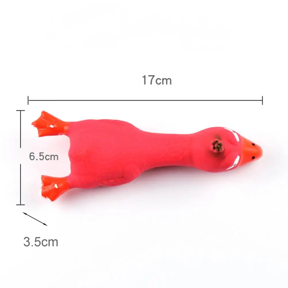 17*6.5cm Latex Chicken Dog Toy With Sound Boredom Relief Teeth Cleaning Molar Bite-Resistant Funny Squeaky Chicken Dog Chew Toy