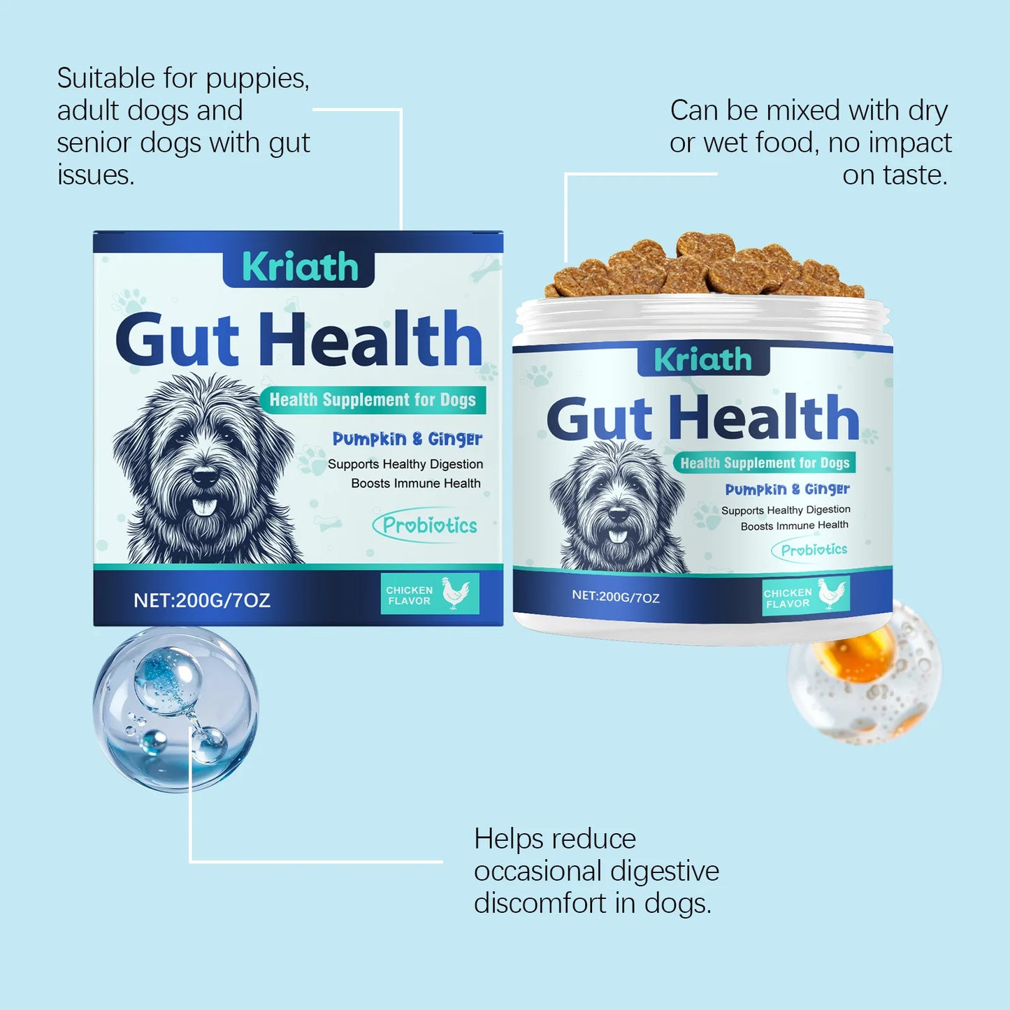 200g Dog Body Care Soft Granules-Protect Pet Health Aid Digestion Enhance Nutrient Absorption Balance Gut Flora Pet Comfort Care