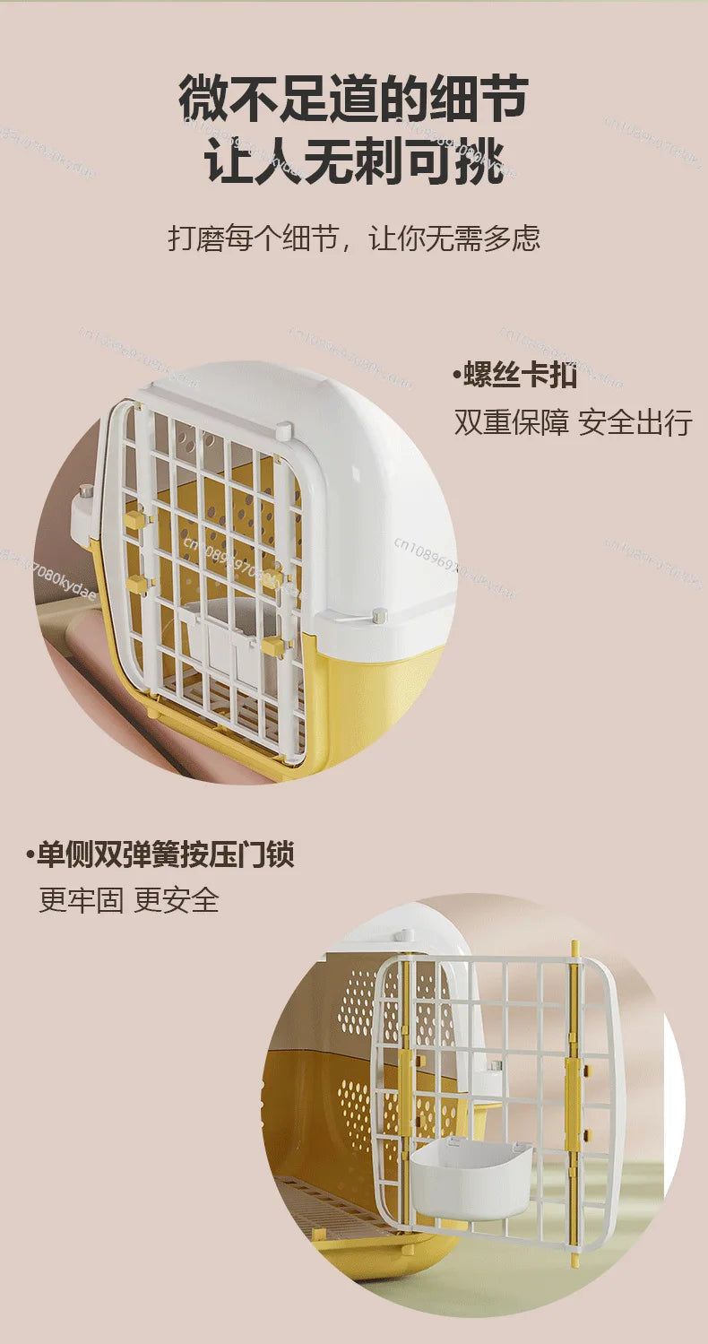 PP Airline Pet Crate Ventilated Travel Carrier Small Cat Dog Transport Box Cabin-Approved Portable Car Flight Kennel