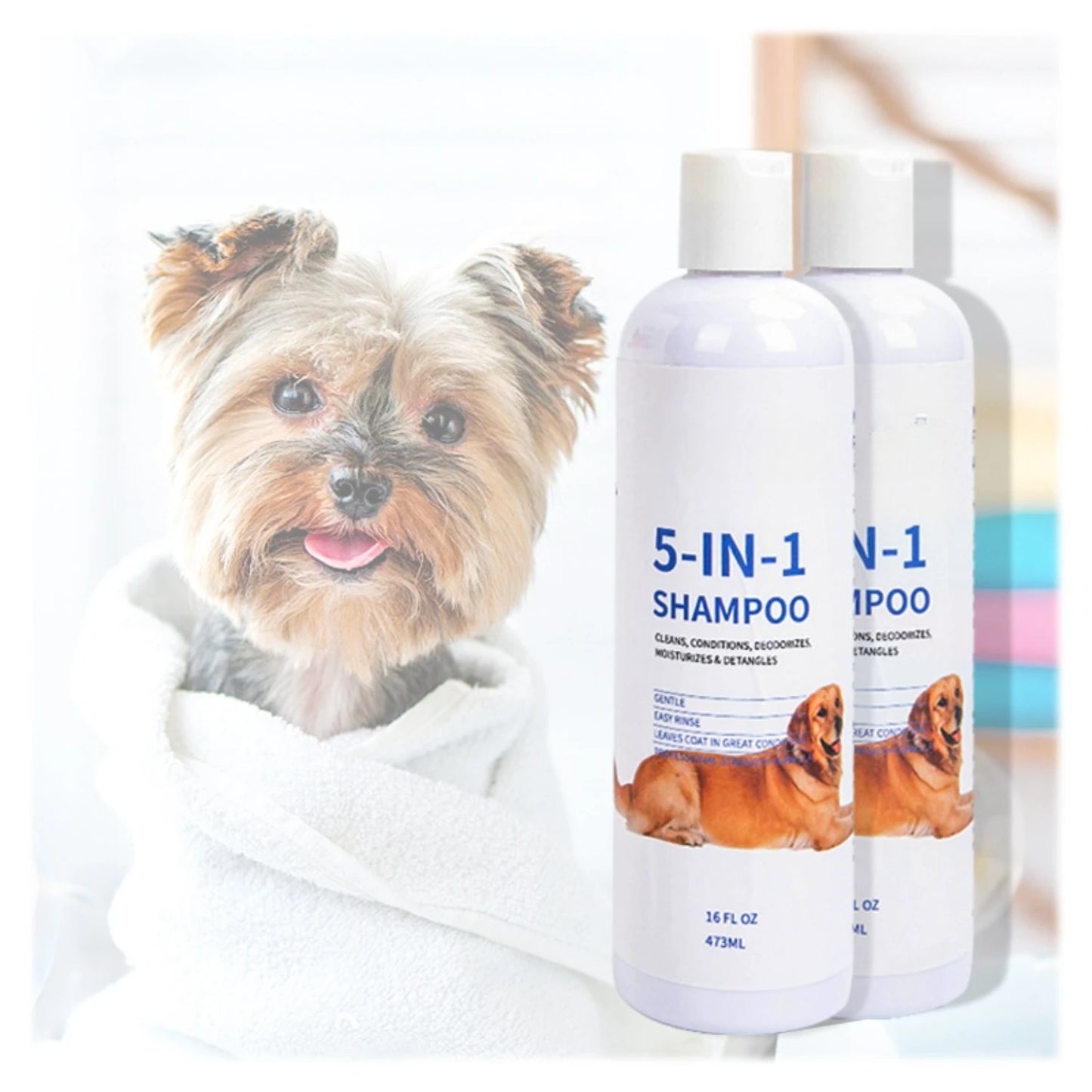 ATUBAN 16 floz 5 in 1 Dog Shampoo for Itchy Skin - Sensitive Skin Dog Shampoo for Smelly Dogs - Dog Shampoos & Conditioners