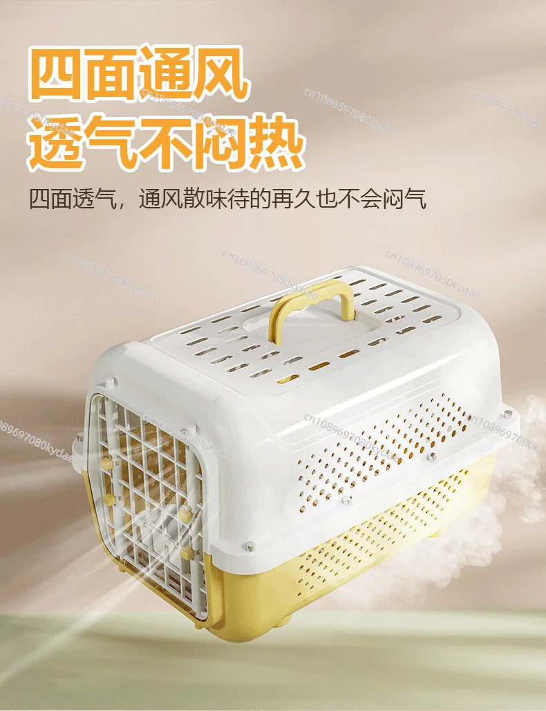PP Airline Pet Crate Ventilated Travel Carrier Small Cat Dog Transport Box Cabin-Approved Portable Car Flight Kennel