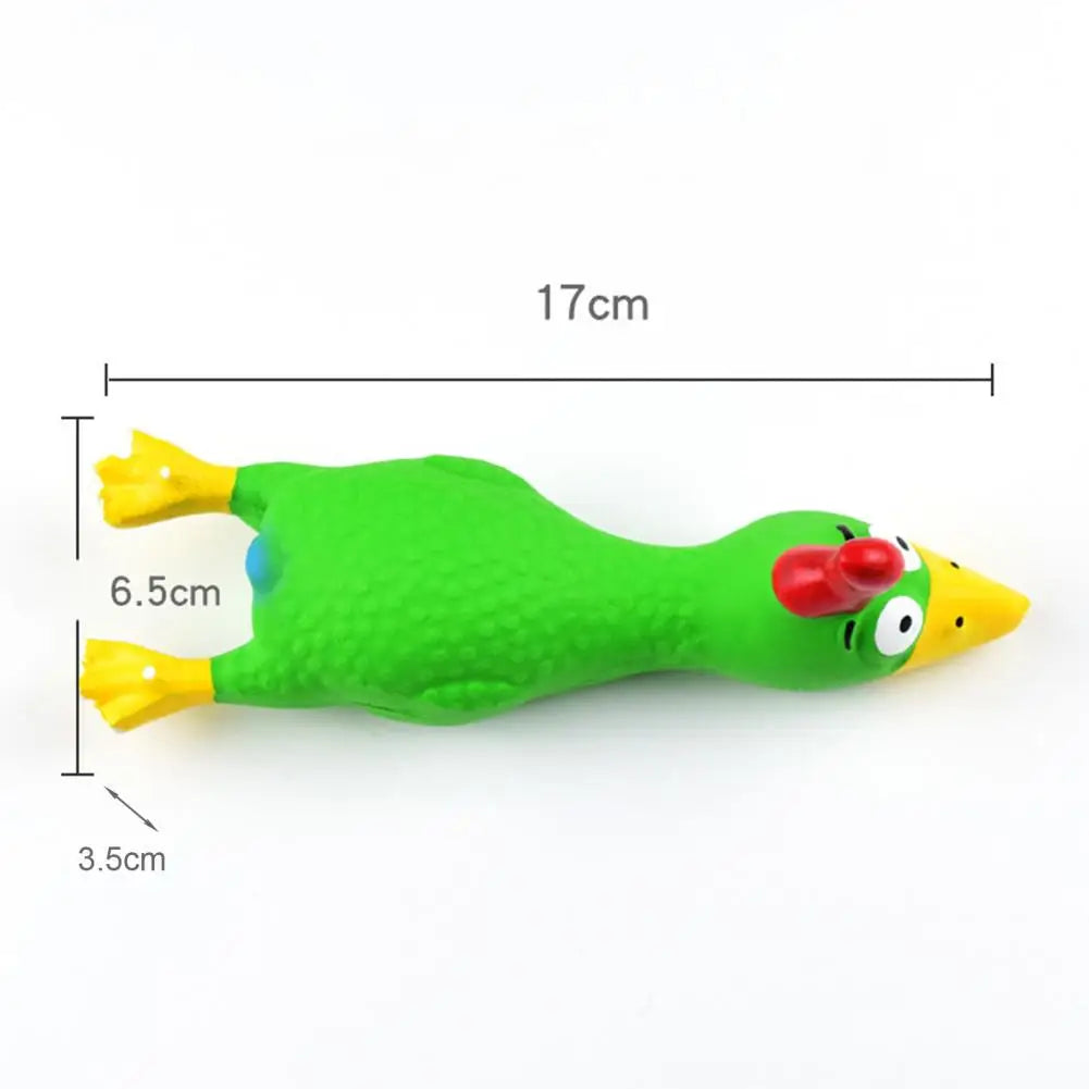 17*6.5cm Latex Chicken Dog Toy With Sound Boredom Relief Teeth Cleaning Molar Bite-Resistant Funny Squeaky Chicken Dog Chew Toy
