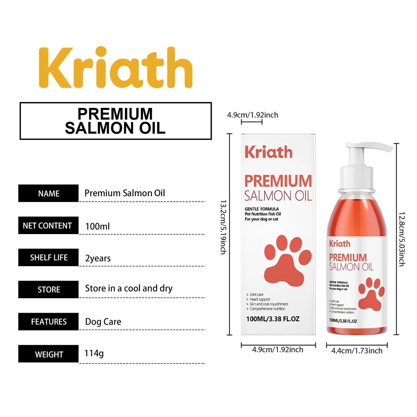 Premium Salmon Fish Oil For Pets Omega 3 Shiny Fur Immune Support Pets Coat Heart Health Dog Cat Heart Skin Nutrition Supplement