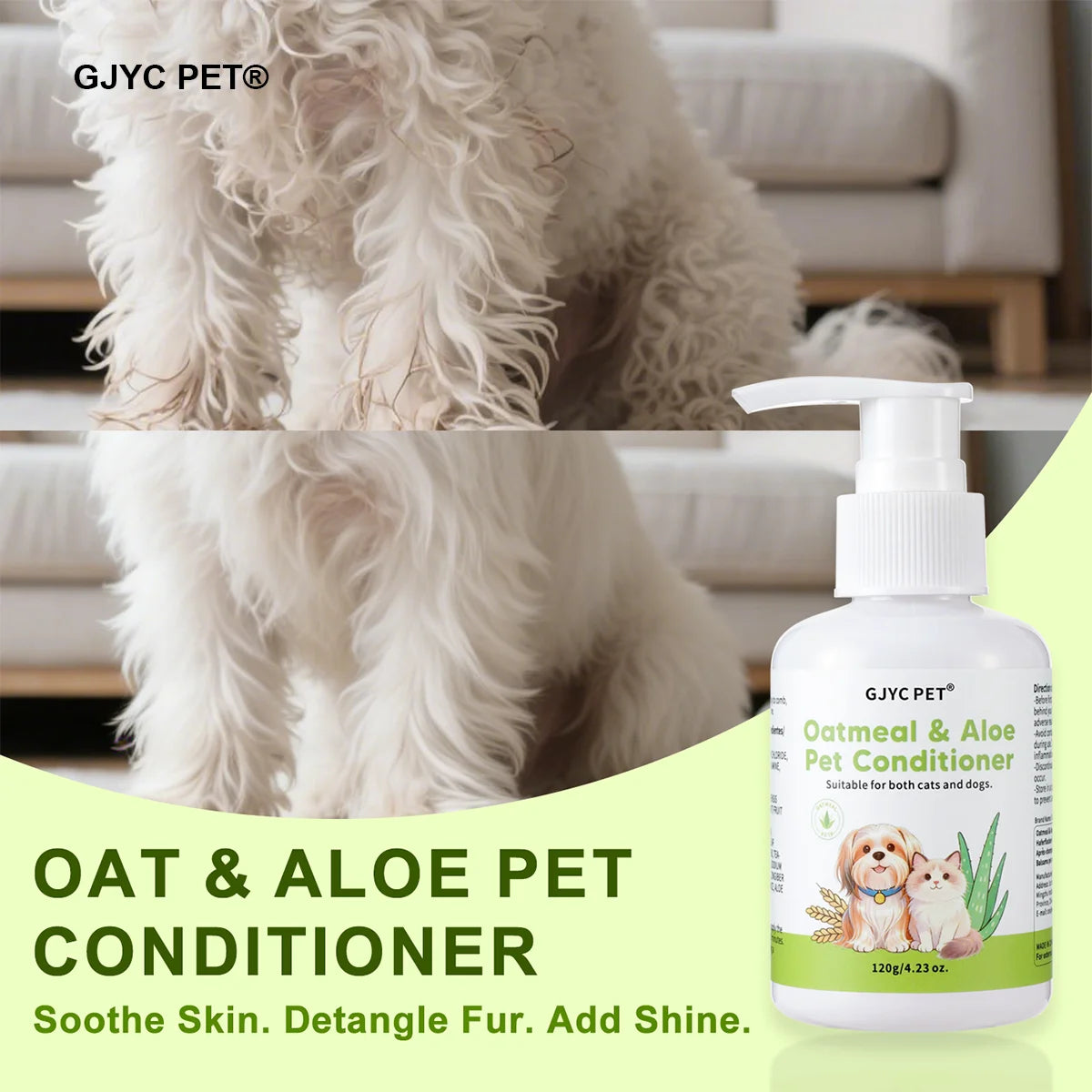 Pet Conditioner For Dog Cat Sensitive Skin Natural Oatmeal Aloe Detangling Hydrating Formula Soft Shiny Coat Long Lasting Scent