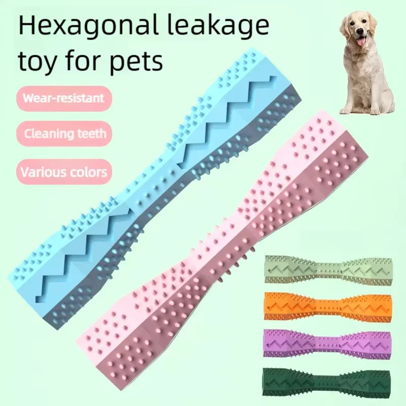 Durable Dog Chew Stick Teething Toy Bite Resistant Leakage Food Dispenser Pet Teeth Cleaning Interactive Dog Training Toy