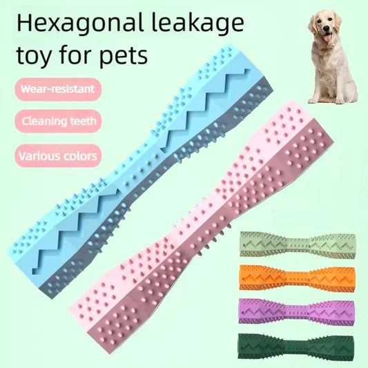 Durable Dog Chew Stick Teething Toy Bite Resistant Leakage Food Dispenser Pet Teeth Cleaning Interactive Dog Training Toy