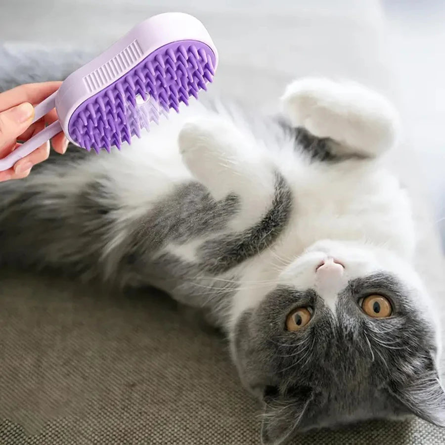 Foldable cat and dog grooming tool with silicone bristles, suitable for both long and short hair