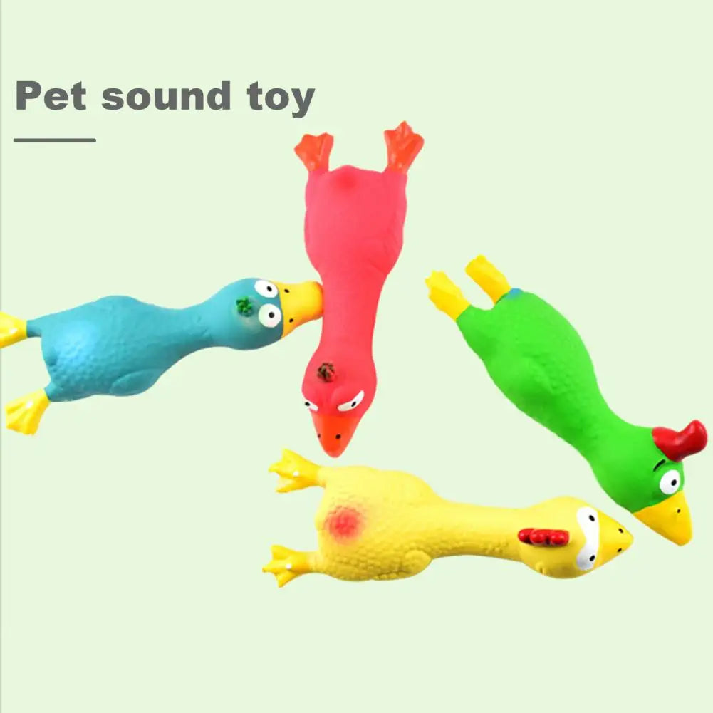 17*6.5cm Latex Chicken Dog Toy With Sound Boredom Relief Teeth Cleaning Molar Bite-Resistant Funny Squeaky Chicken Dog Chew Toy