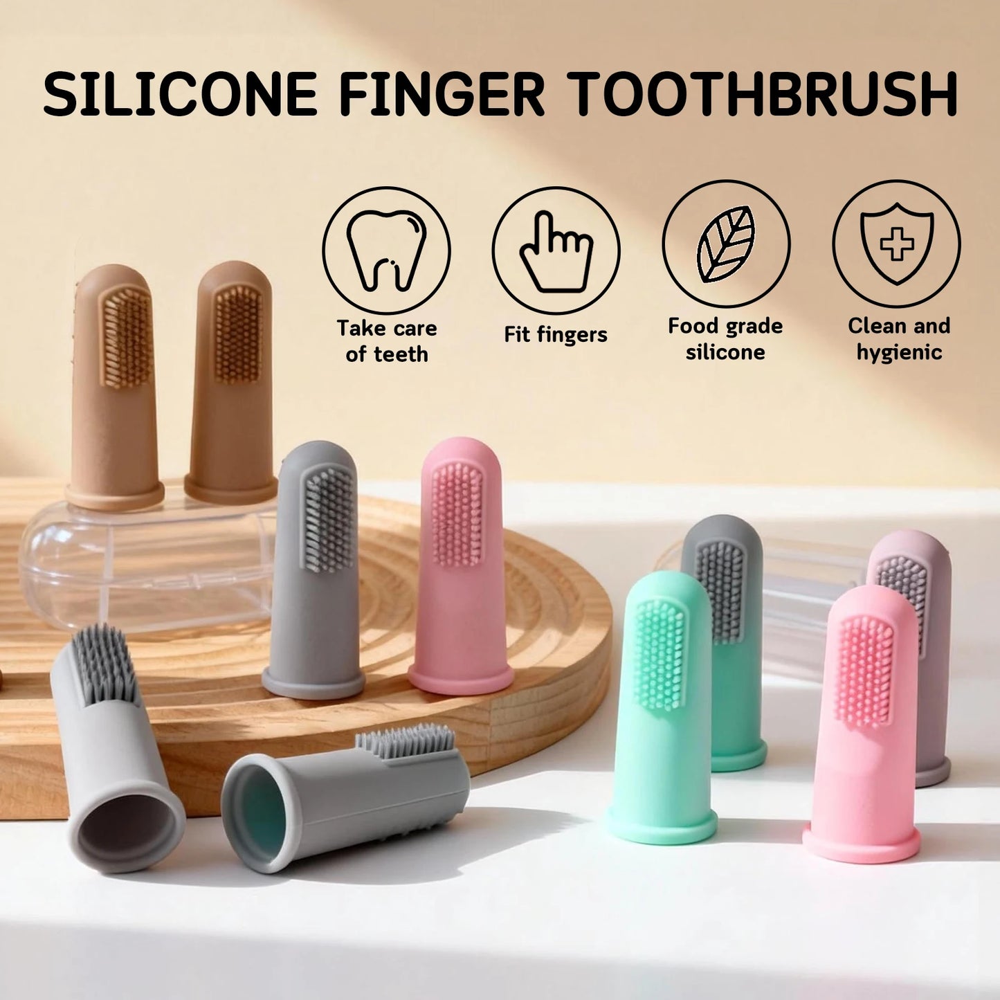 Silicone Pet Finger Toothbrush Soft Dog Cat Teeth Cleaning Brush Food Grade Dental Care Tool