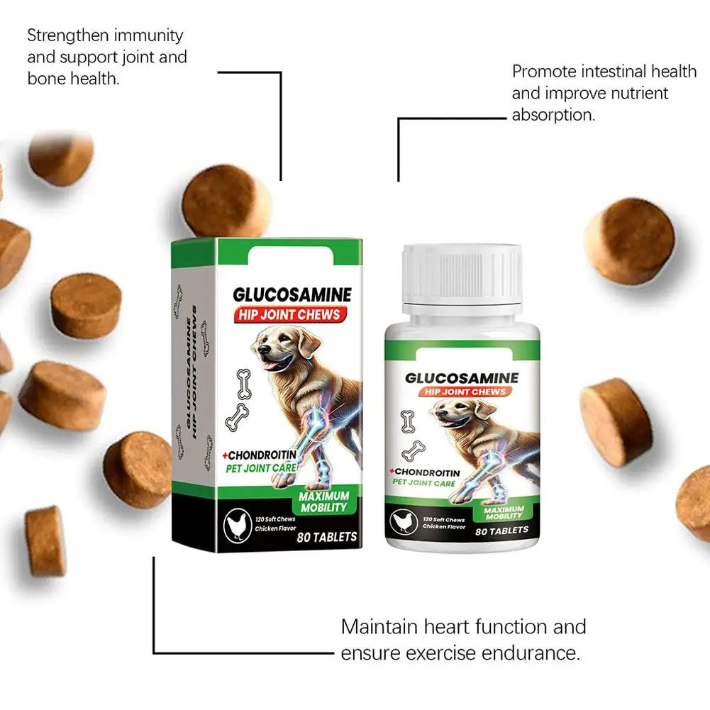 80 Tablets Pet Joint Care Soft Chews Supplement Glucosamine Pet Joint Care Chews Chondroitin Supplement For Dogs Joint Support