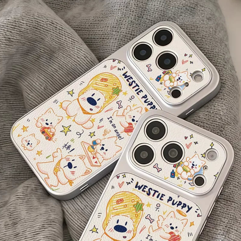 Interesting Well Behaved Cute Line Graffiti Dog Phone Case For iPhone 17 AIR 16 15 14 13 PRO MAX PLUS Dustproof Anti Fall Cover