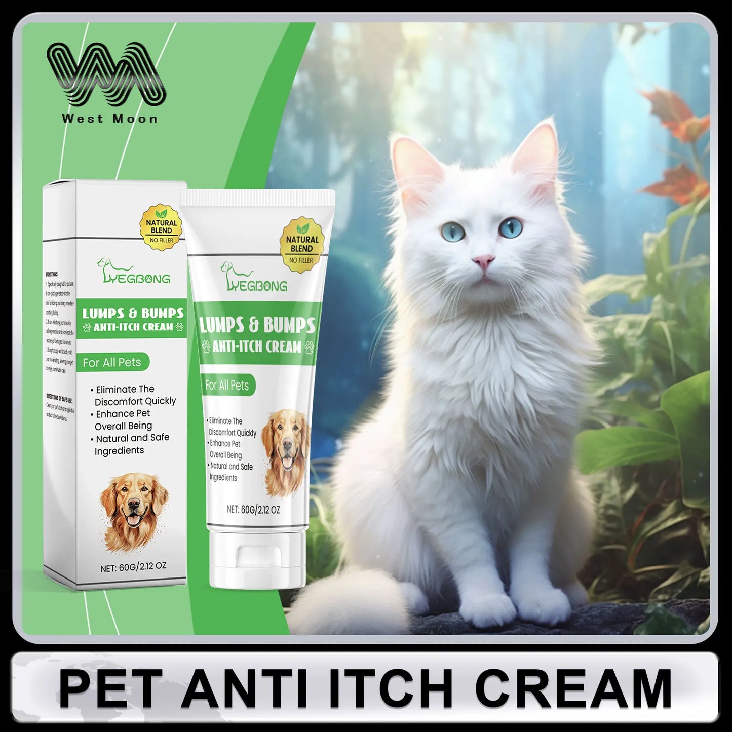 Herbal Pet Skin Care Cream Relieve Itching Long Lasting Moisturizing Make Pet Skin Soft Smooth Gentle Repair Formula Cream 60g