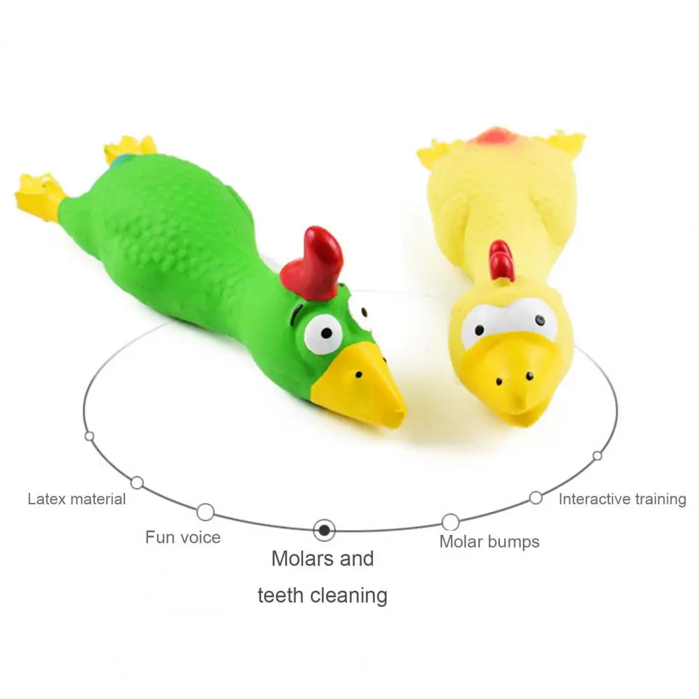 17*6.5cm Latex Chicken Dog Toy With Sound Boredom Relief Teeth Cleaning Molar Bite-Resistant Funny Squeaky Chicken Dog Chew Toy