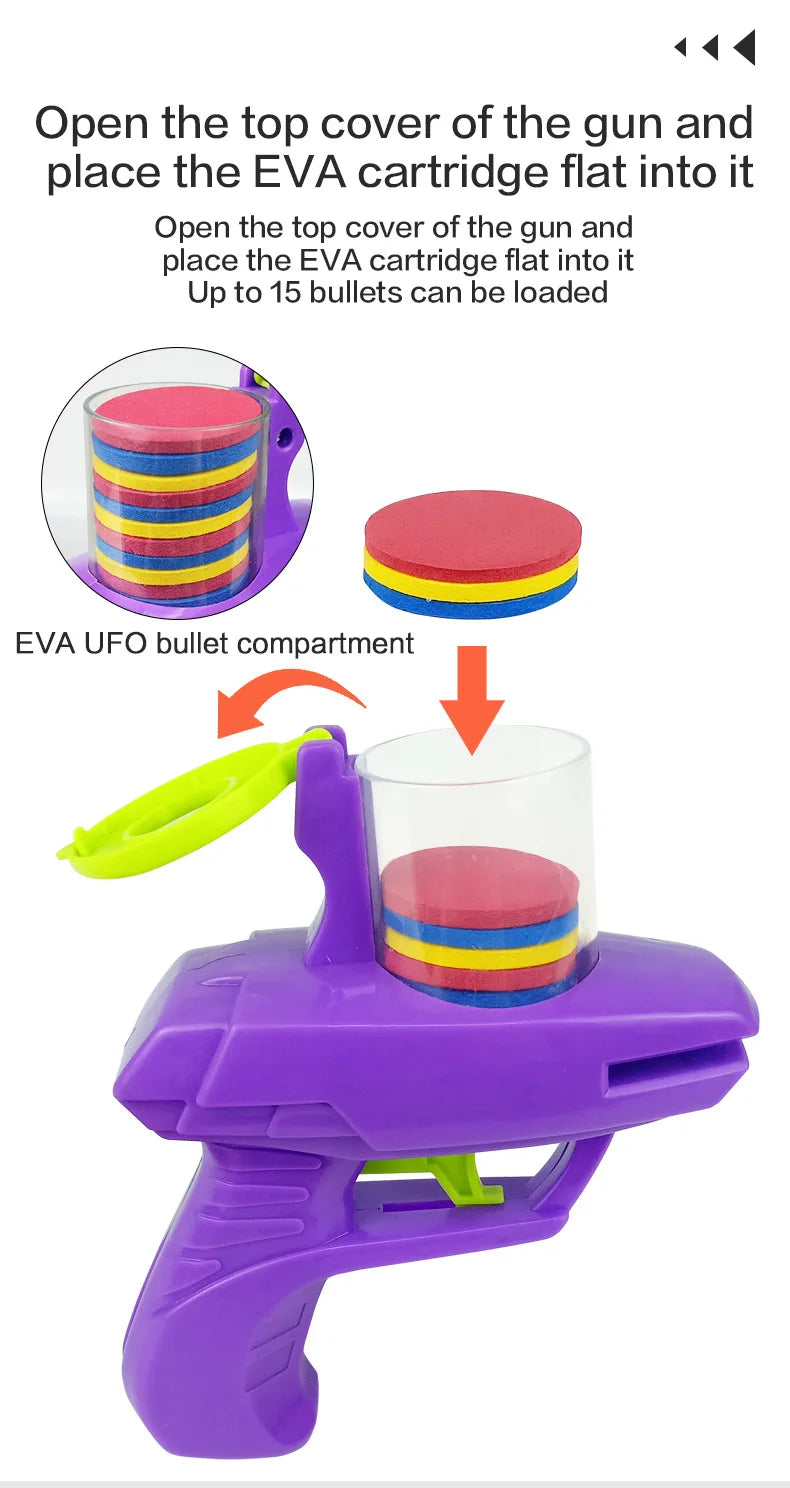 Kids Outdoor Game Foam Disc Gun Toy Flying Disc Shooting Launcher Gun Double Parent-child Interactive Children Toy