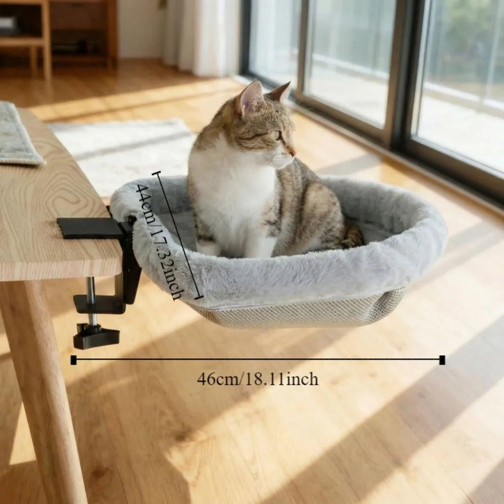 Creative Semi-Circular Cat Table Bed Detachable Soft Cat Desk Hammock Non-Slip Clamp Comfortable Folding Cat Bed Computer Desk