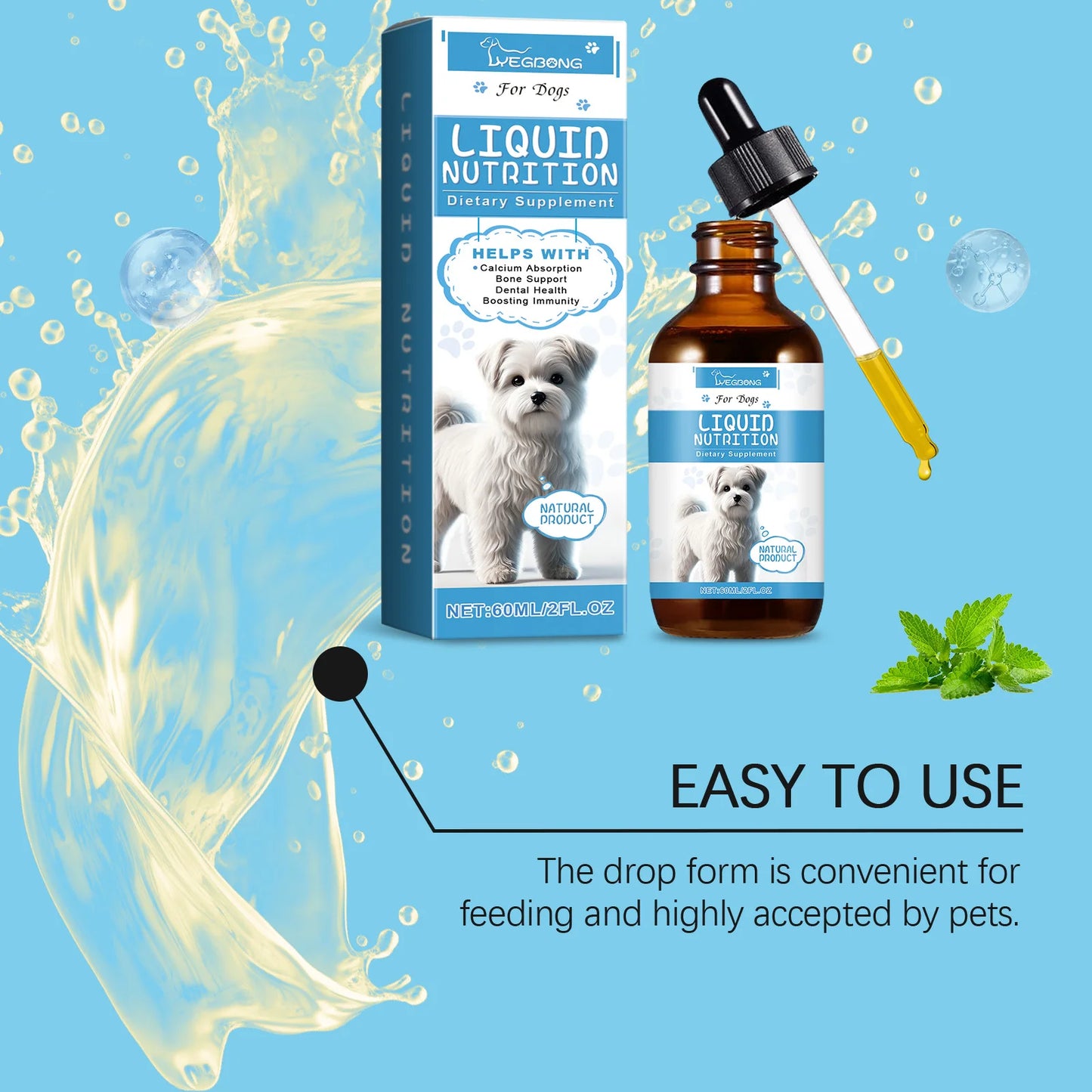 Strong Bones Pet Vitamin Supplement Drops Promote Calcium Absorption Boost Immunity Enhance Vitality Dietary Supplement Drops