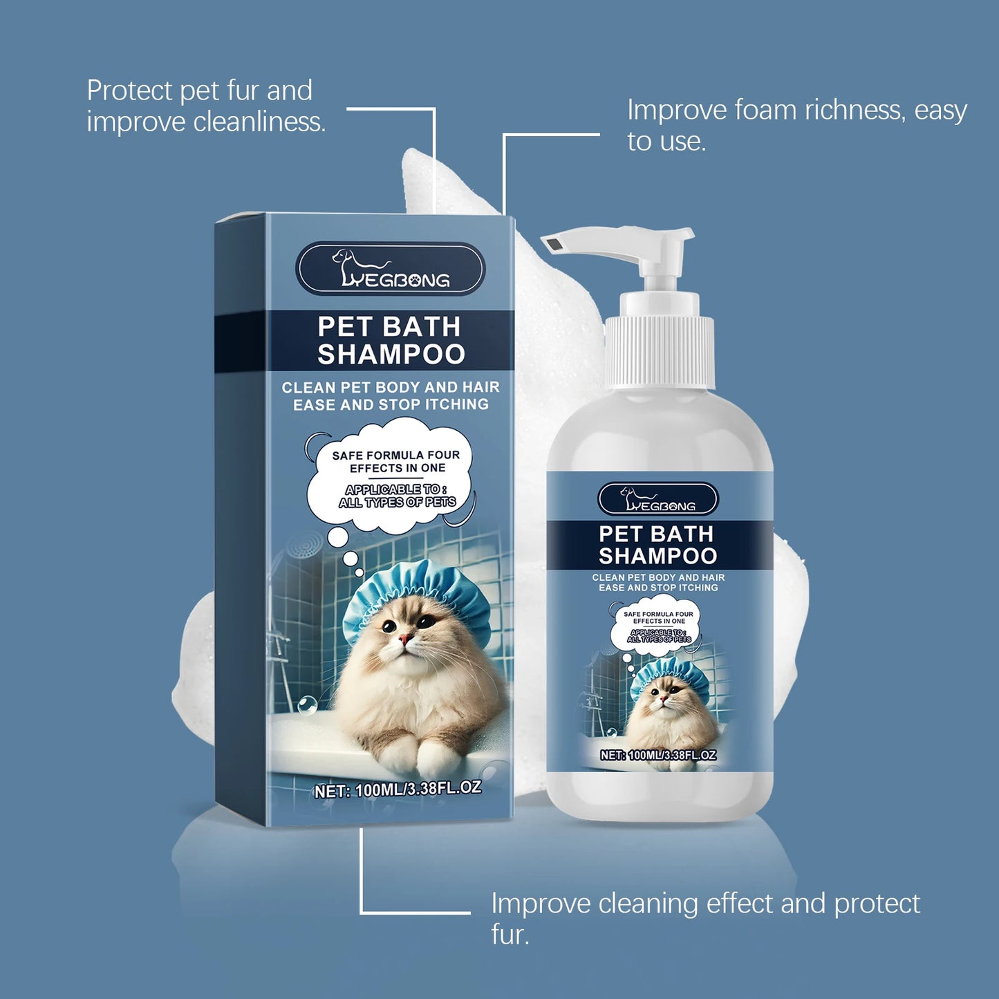 Pet Shampoo for Cats and Dogs, Cleansing, Bathing, Moisturizing, Nourishing, Shower Gel, Gentle Shampoo