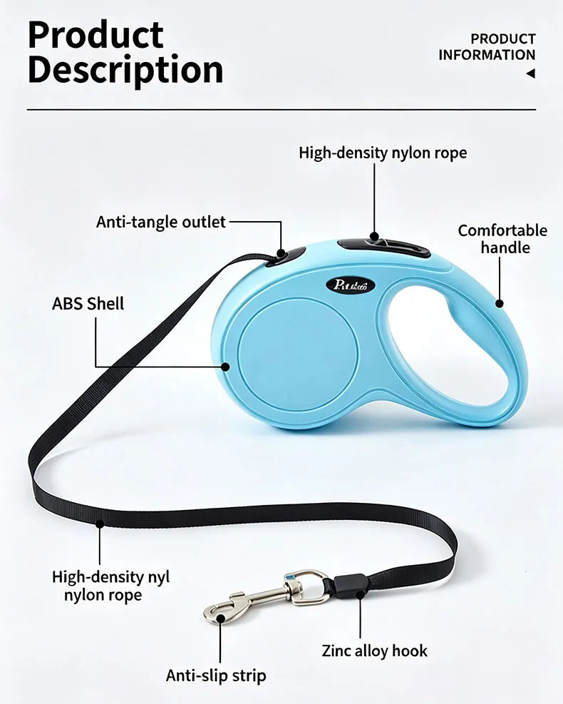 3M/5M Retractable Dog Leash Anti-Burst Dogs Lead for Outdoor Walking One Click Brake Pets Traction Rope for Small Medium Dogs