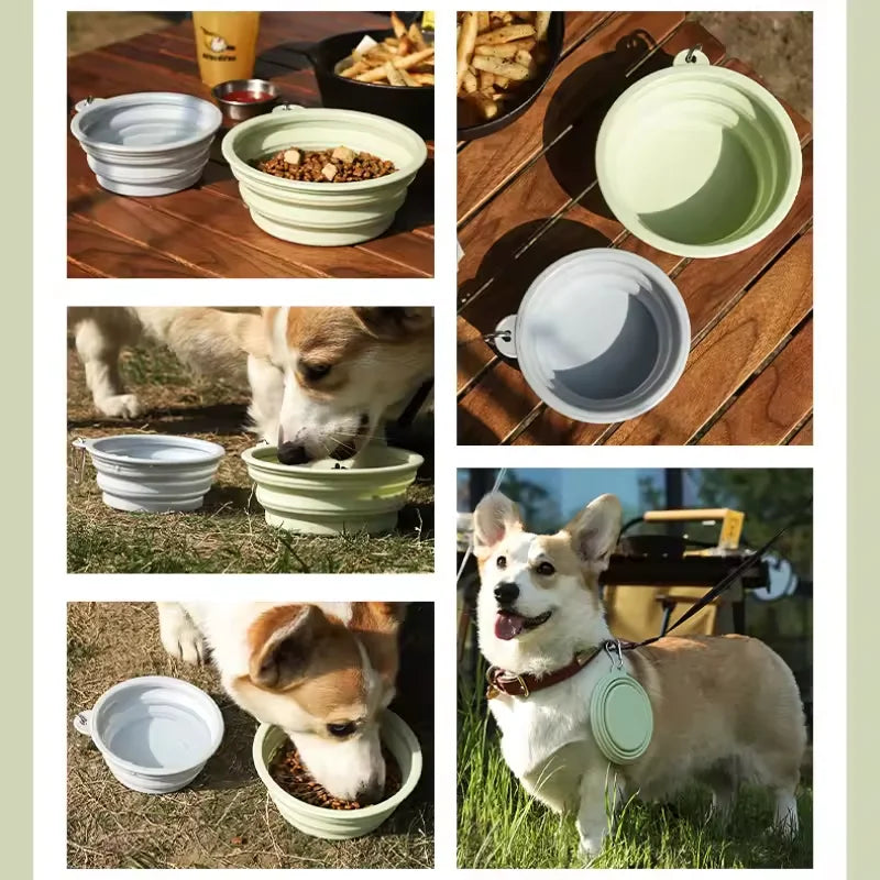 Foldable Silicone Dog Bowl Pet Outdoor Travel Portable Folding Cat Food Water Large Capacity Container Feeding Bowl Pet Supplies