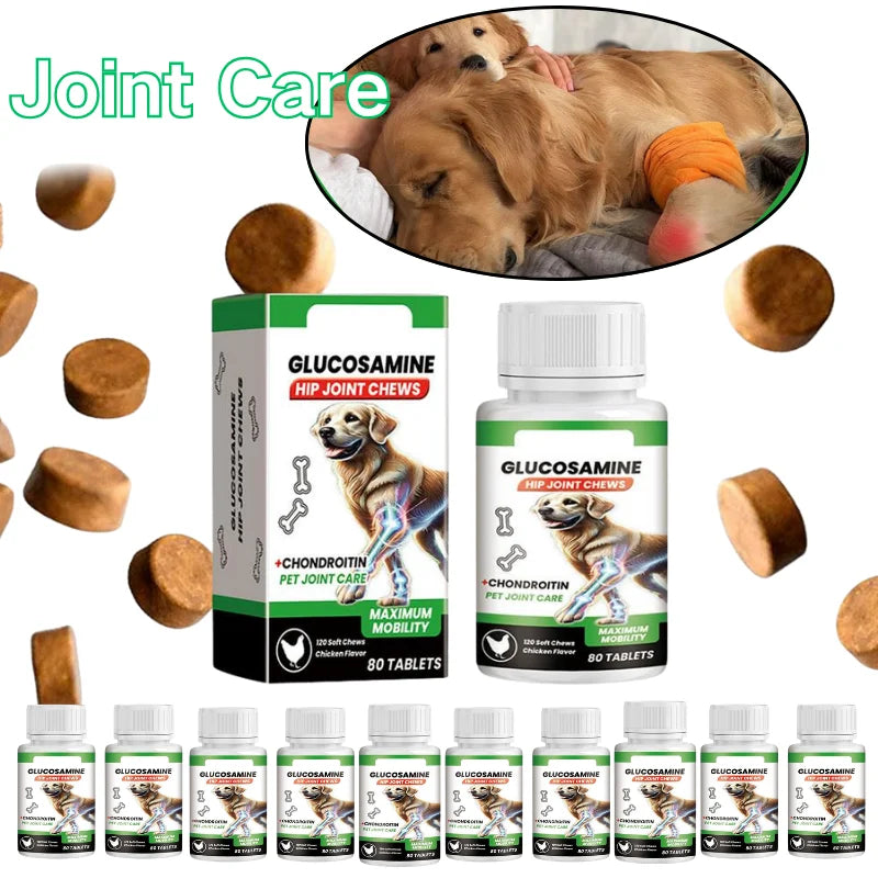 80 Tablets Pet Joint Care Soft Chews Supplement Glucosamine Pet Joint Care Chews Chondroitin Supplement For Dogs Joint Support