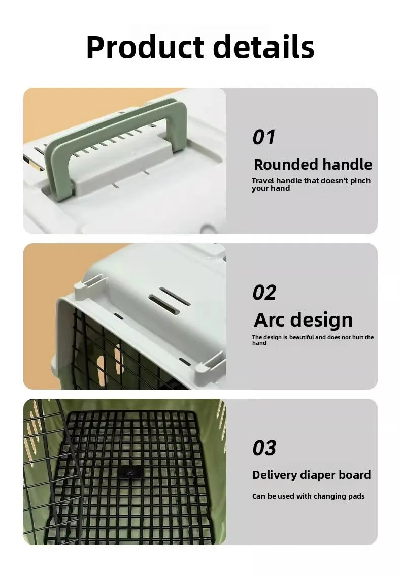 Pet Carrier Hard Plastic Travel Crate for Cats and Small Dogs Ventilated Car Kennel with Sturdy Handle for Outdoor Hiking