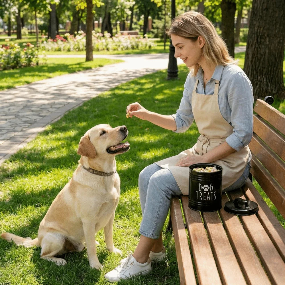 Large Capacity Dog Food Storage Container Airtight with Lids Pet Treat Container Moisture-Proof Metal Dog Treat Jar