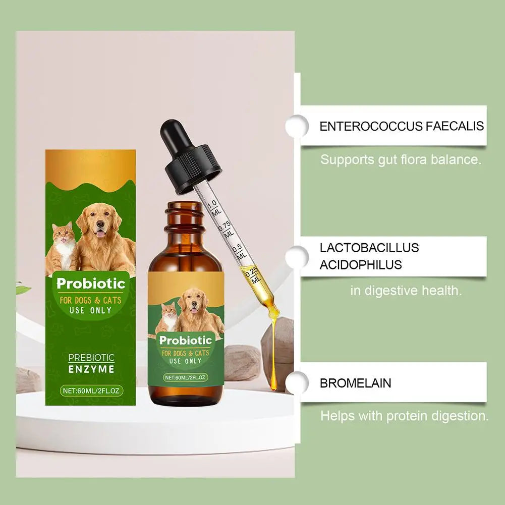 60ML Pet Nutrition Supplement Probiotic Drops Containing Enzymes Used For Pet Digestion And Immune Daily Health Supplement