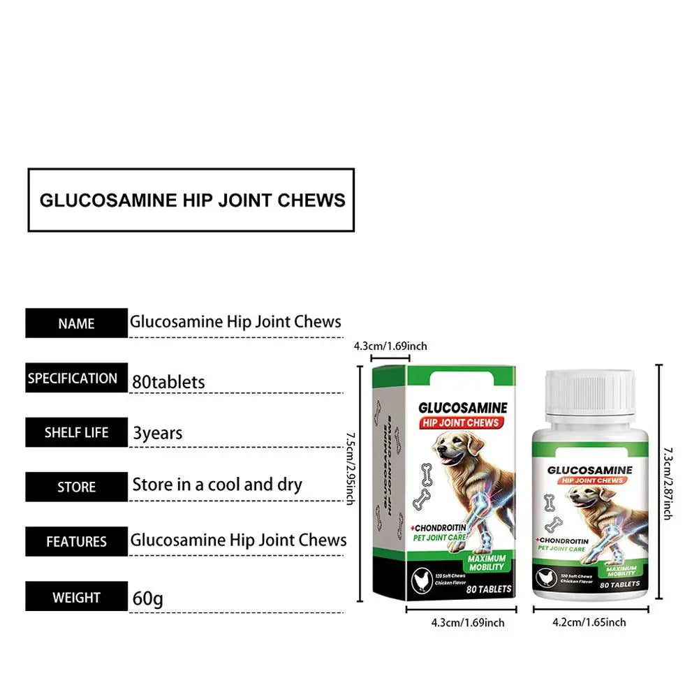 80 Tablets Nutritional Supplement Dog Joint Care Tablets for Mobility Support Nutritional Supplement for Pets