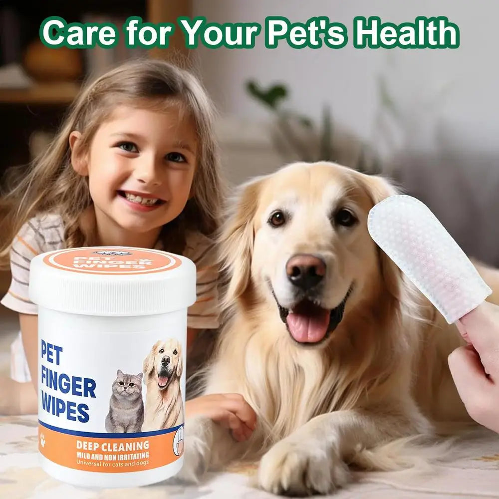 NEW Dog Finger Ear Wipes Soft Finger Cleaning Pads For Dog Ear Safe Plant-Based Cleanser Supplies For Pet Care Grooming Bathing